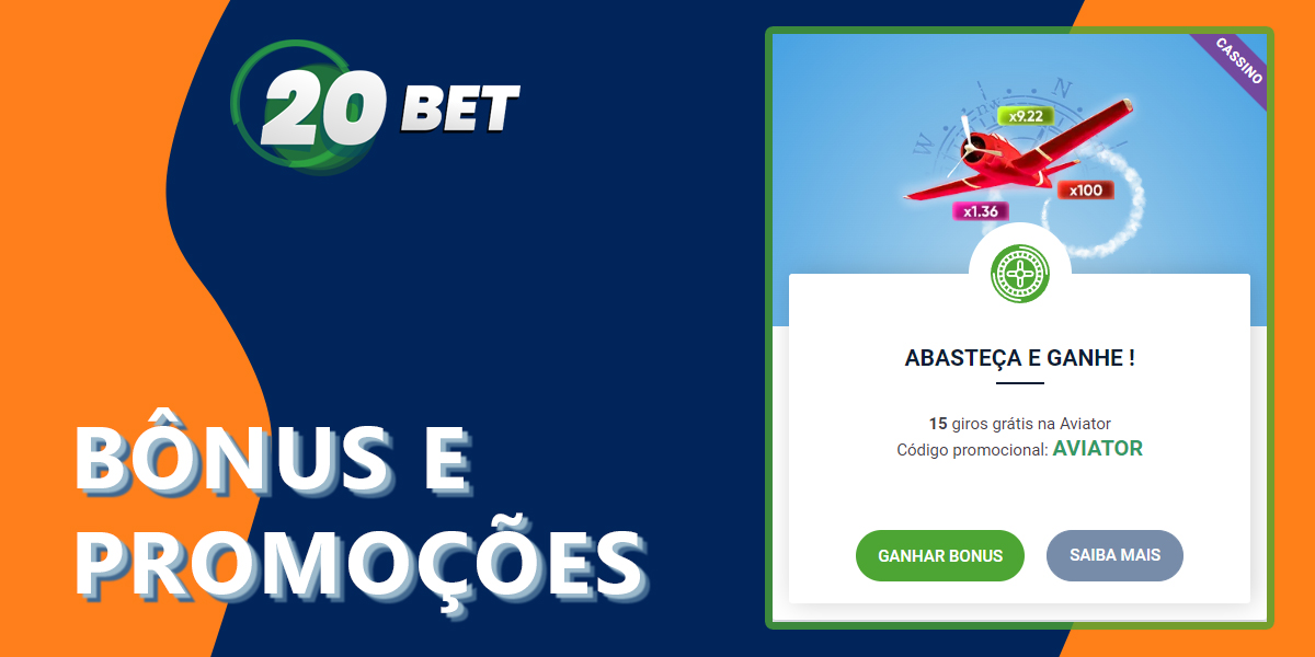 Bónus disponíveis para os jogadores de casino online do 20Bet Brasil