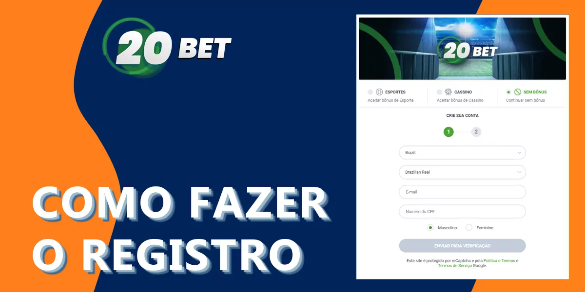 Instruções para registar uma nova conta 20bet